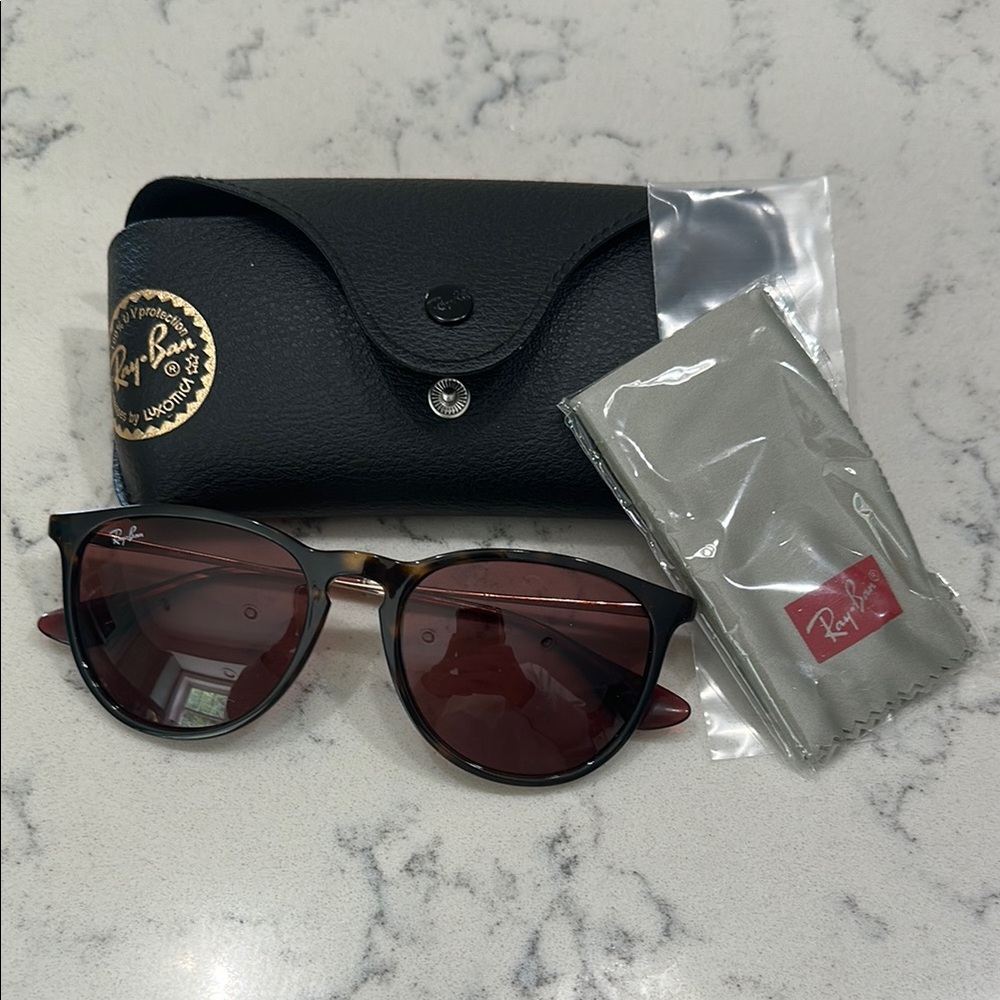 Ray-Ban Tortoise Sunglasses with Burgundy Lenses